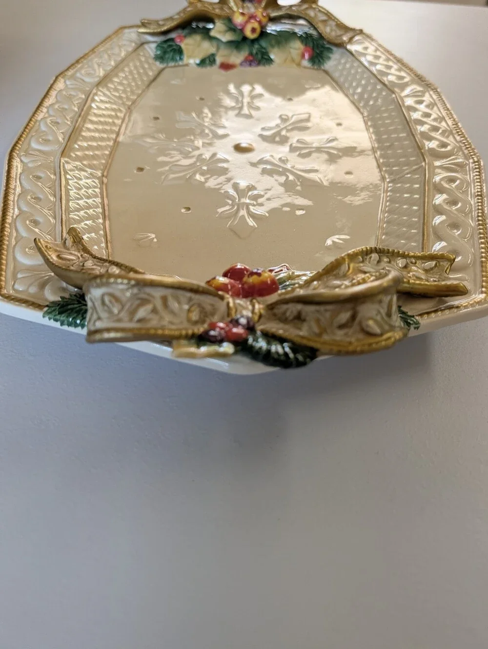 vintage FITZ AND FLOYD snowy woods platter